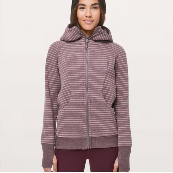 lululemon Scuba Hoodie *Classic Cotton Fleece Parallel Stripe Misty Merlot - Picture 2 of 16